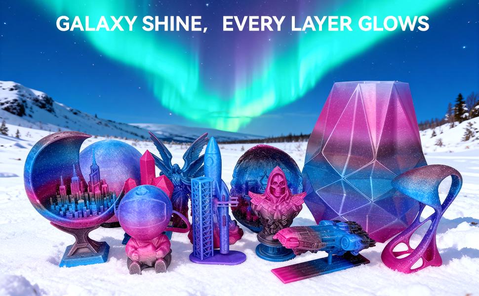 Epelay 4-Color Gradient PLA+ Filament Red Black Blue Purple Color Change Every 8m 1.75mm 3D Printing Filament for Creative Models