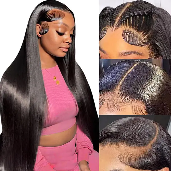 18-34 Inch 13x6 Lace Front Wigs Human Hair 200 Density Straight HD Lace Front Wigs Human Hair Pre Plucked 13x6 Lace Frontal Straight Human Hair Wigs for Women Glueless Wigs Human Hair Natural Color