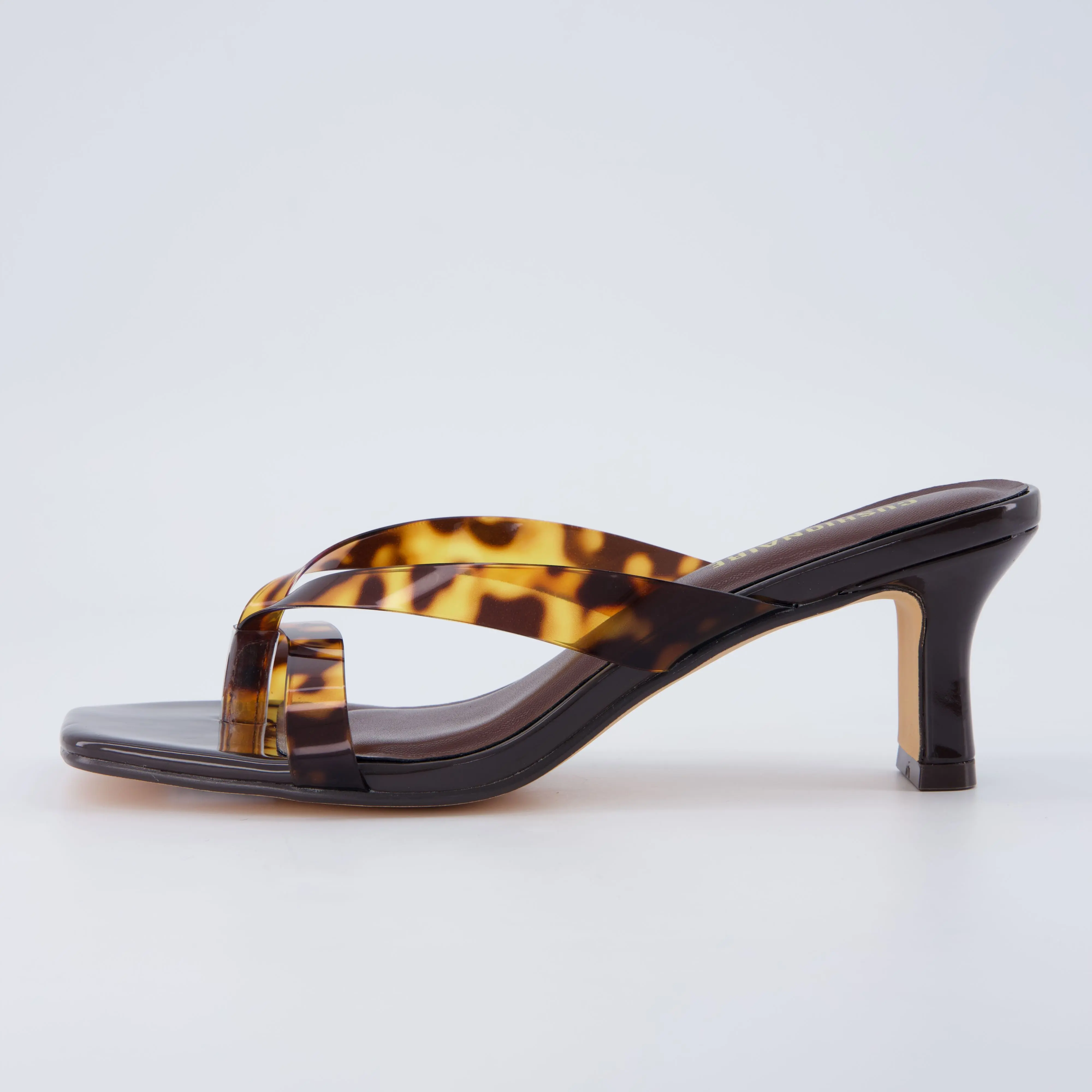 Cushionaire Shana Clear Jelly Strap Heels for Women | Flared Kitten Heel Slide with Cushioned Footbed and Split Toe