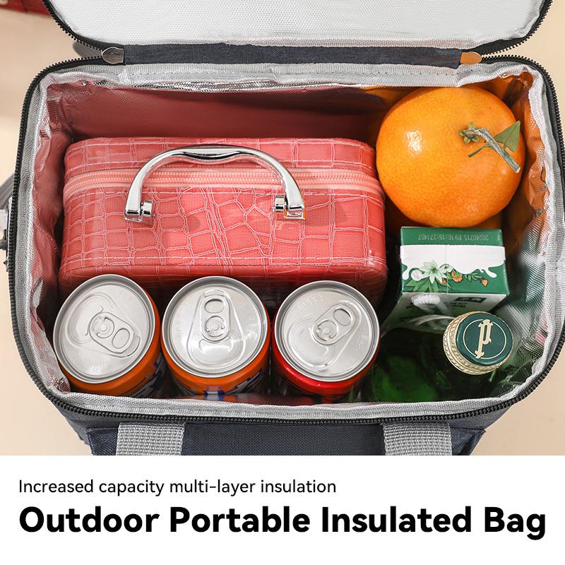 Double-layer lunch bag，Insulated Large Capacity Lunch Bag for men women，Reusable  Water Resistant Lunch tote bag for Work School Travel Picnic