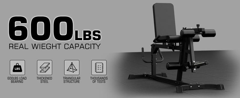 MIKOLO Leg Extension & Curl Machine, Adjustable Seated Leg Extension and Lying Leg Curl Equipment for Lower Body Workouts at Home Gym, 600LB Capacity Strength Training Accessory