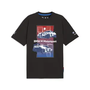 PUMA Mens Bmw M Motorsport Block Crew Neck Short Sleeve Casual Tops Casual - Black