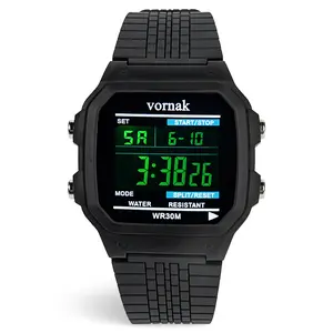 Black Digital Watch-Water Resistant with Start/Stop & Split/Reset Functions