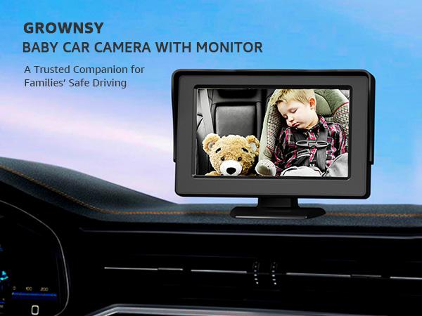 Grownsy Baby Car Camera, Baby Monitor, Baby Car Mirror 4.3'' HD 1080P Display with Night Vision Feature, Easy Install