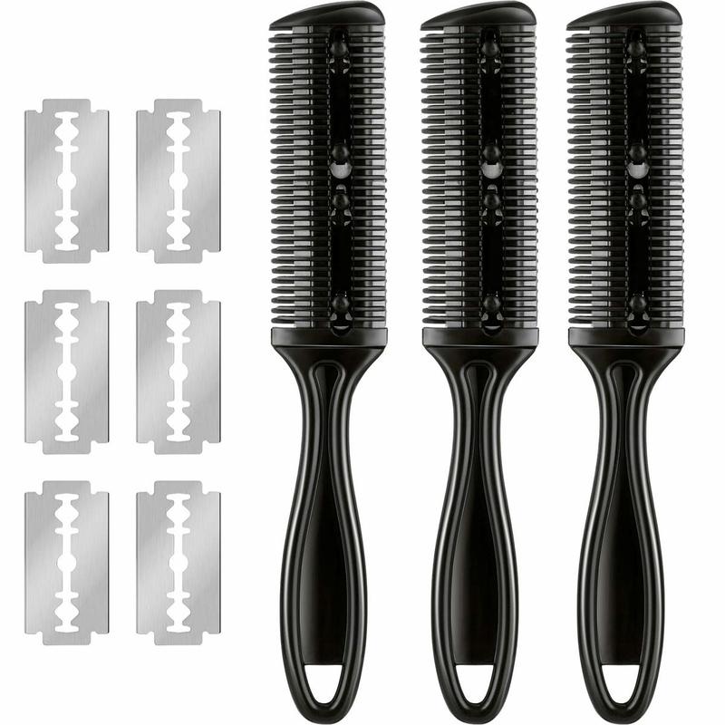 3 Pieces Razor Comb with 10 Pieces Thinning Scissors, Double Edge Hair ...