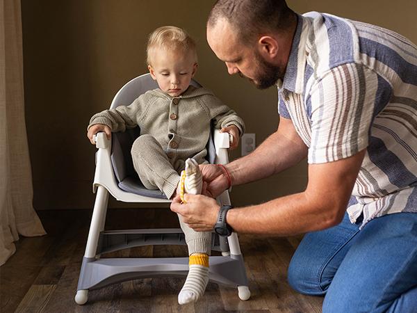 HARPPA 6-in-1 Convertible Baby High Chair, Foldable Highchair with Removable Tray, Baby Feeding Chair With Harness & Storage Basket, Christmas Toddler Gift, Baby Items