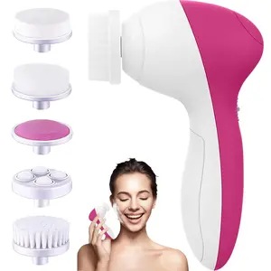 Facial Cleansing Brush Face Scrubber - Electric Face Spin Cleanser Brushes with 5 Brush Heads for Deep Cleansing, Gentle Exfoliating, Removing Blackhead, Massaging Pore Daily Kit