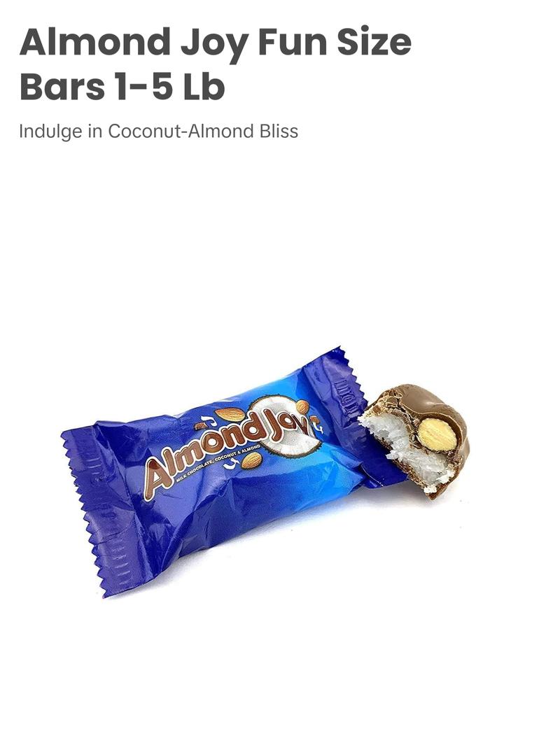 Almond Joy Fun Size Candy Bars in Resealable Bag – Available in 1 lb, 2 lb, 3 lb, and 5 lb Snack Bags - TikTok Candy Trend Item Almond Joy Fun Size Candy Bars in Resealable Bag – Available in 1 lb, 2 lb, 3 lb, and 5 lb Snack Bags - TikTok Candy Trend Item