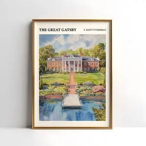 Daisy's House Great Gatsby: Daisy Buchanan's House Unframed Poster - The Great Gatsby Literary Art - F. Scott Fitzgerald Roaring Twenties Decor - Art Deco Home Print