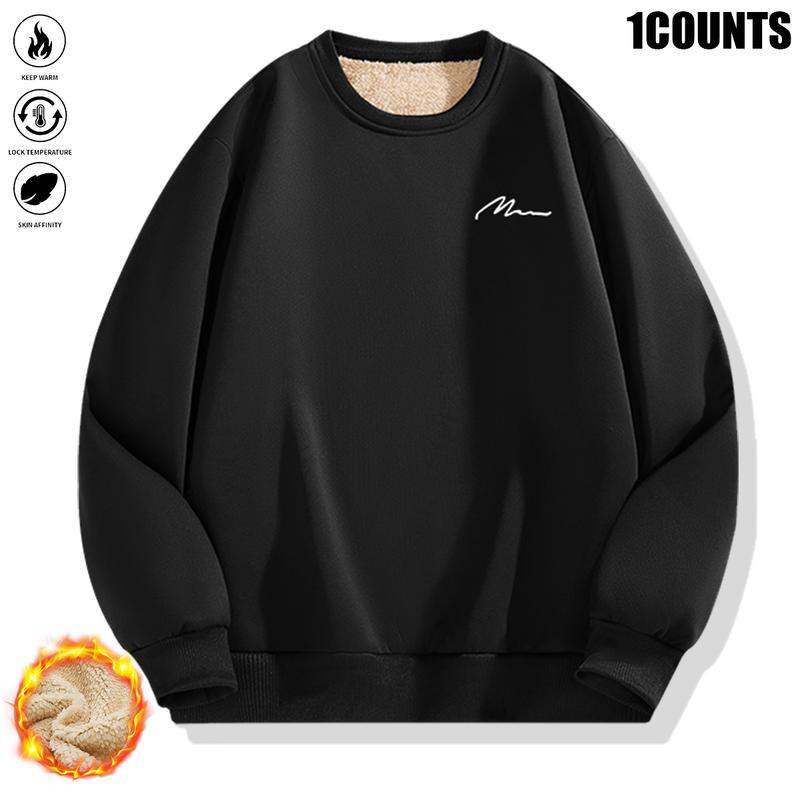 Men's Fleece Crewneck Sweatshirt Pack - Warm & Cozy Casual Sportswear for Fall/Winter - Available in Various Colors - Knit Fabric for Comfortable Softness - Suitable for Outdoor Activities like Hiking, Climbing, Fitness, etc.