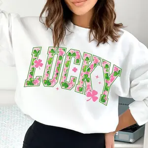 Lucky St Patrick's Day Sweatshirt, St Patricks day Sweatshirt, Pink Shamrock Sweatshirt tshirt, Coquette St Patrick day tshirt