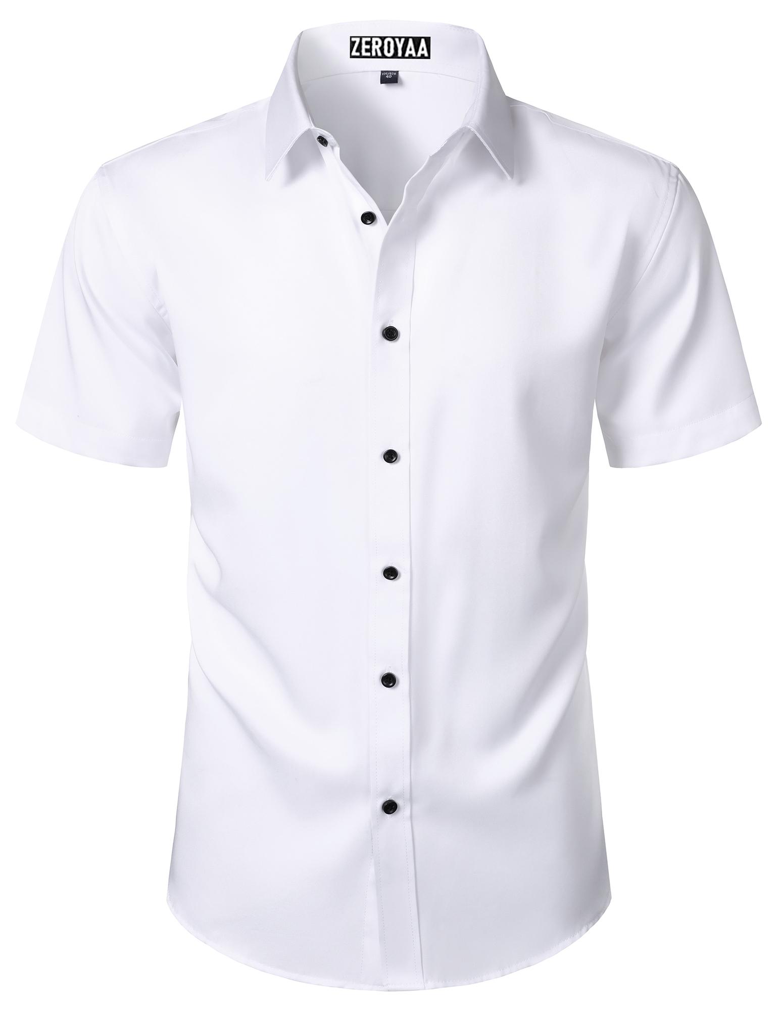 ZEROYAA Men's Short Sleeve Dress Shirt Casual Wrinkle Free Stretch Modern Slim Fit Button Down Shirts ZEROYAA Men's Short Sleeve Dress Shirt Casual Wrinkle Free Stretch Modern Slim Fit Button Down Shirts