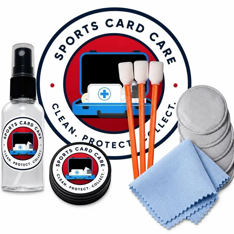 Poké & Sports Card Care Kit with Spray, Polishing Solution, Wax, Cotton Rounds & Microfiber Cloth for PSA, SGC, BGS Grading Preparation TCG Accessories