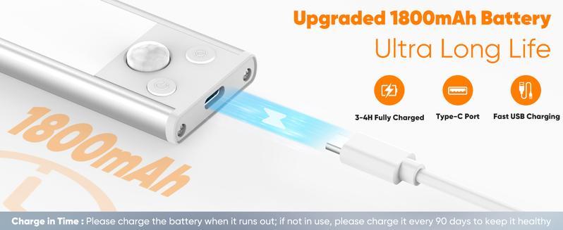 Under Cabinet Lights, Motion Sensor Night Lights Indoor, 1800mAh USB Rechargeable Lights, Dimmable Wireless Closet Lights for Kitchen, Wardrobe, Pantry, Closet, Bathroom, Stairs, Sink Cabinet, Garage, St. Patrick's Day Home Decor, Easter Sunday Gifts Under Cabinet Lights, Motion Sensor Night Lights Indoor, 1800mAh USB Rechargeable Lights, Dimmable Wireless Closet Lights for Kitchen, Wardrobe, Pantry, Closet, Bathroom, Stairs, Sink Cabinet, Garage, St. Patrick's Day Home Decor, Easter Sunday Gifts