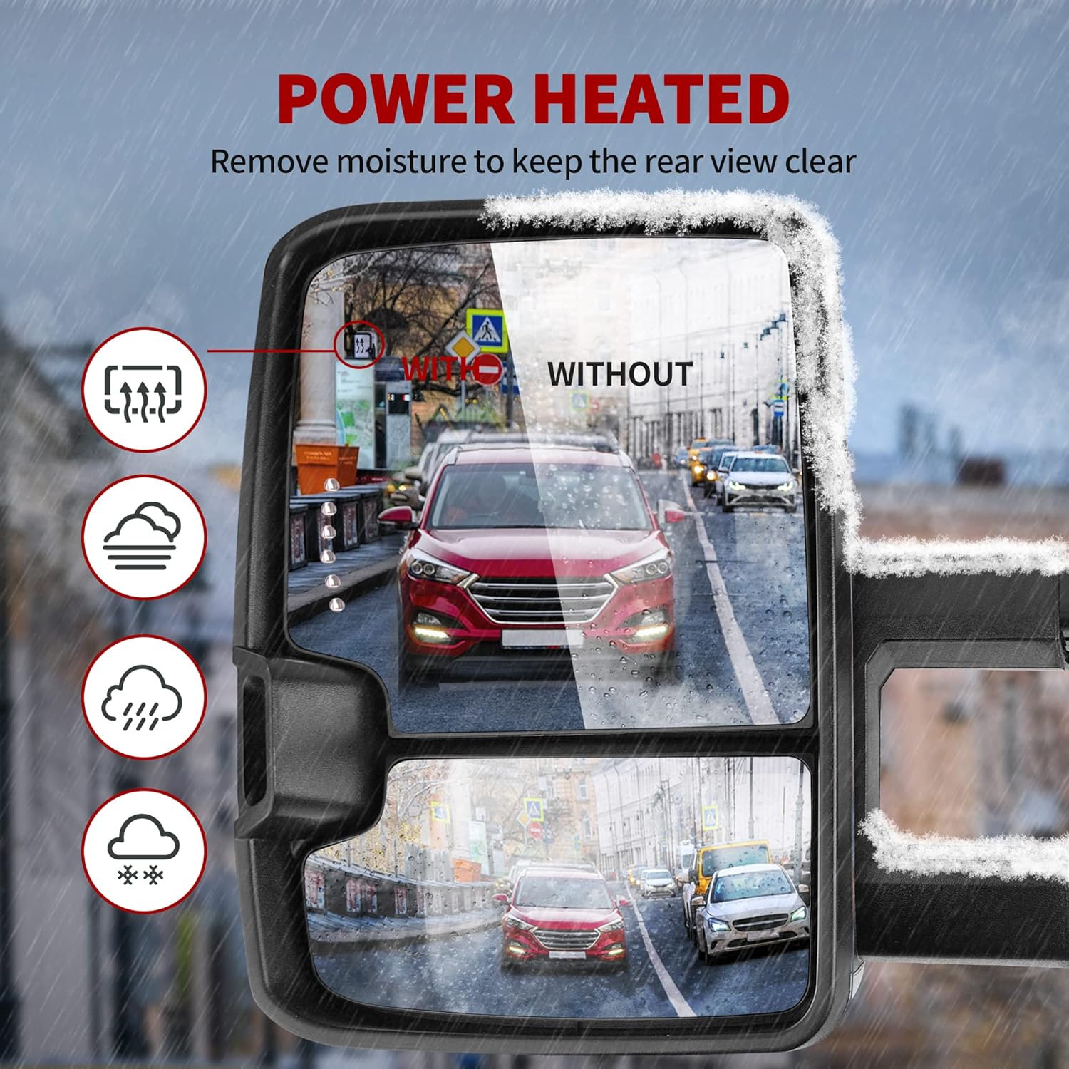 YITAMOTOR Tow Mirrors Compatible with 2014 2015 2016 2017 2018 Silverado Sierra 1500 2500HD 3500HD, Towing Mirrors Side Mirrors with LED Turn Signals Clearance Light Power Heated Folding Telescoping