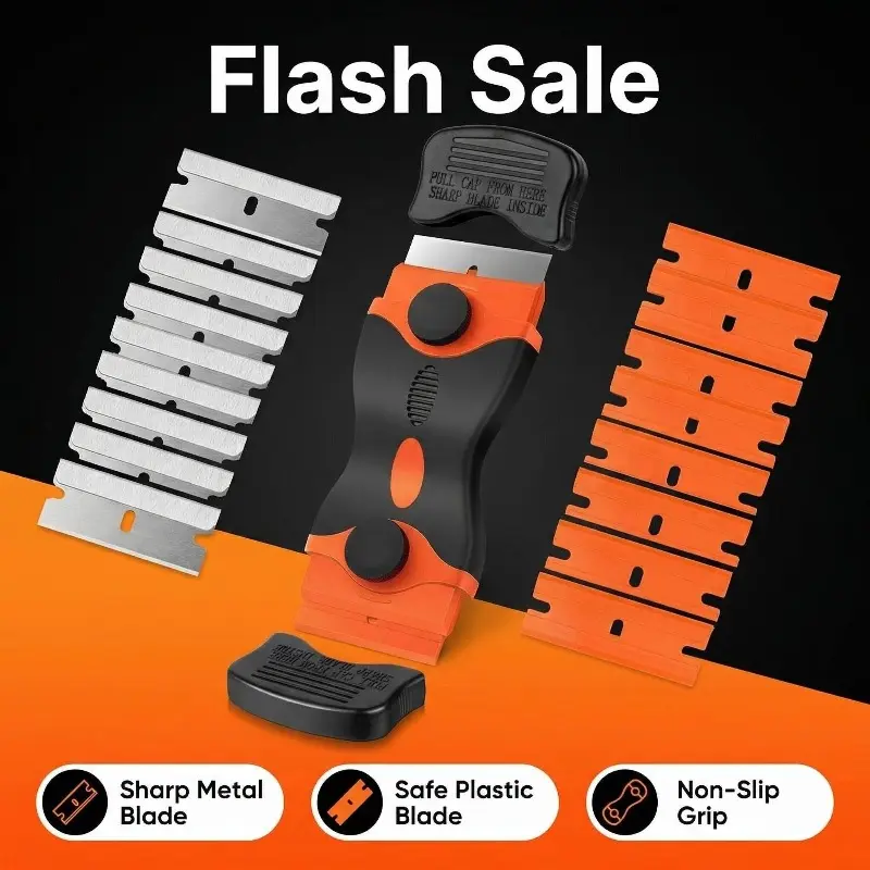 Portable Scraper Tool Set - Sharp Metal Blades, Safe Plastic Blades, Non-Slip Grip for Home Improvement, Paint Cleaning Tasks