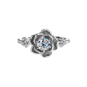 (Lillian）925 Sterling Silver Synthetic Moissanite Ring