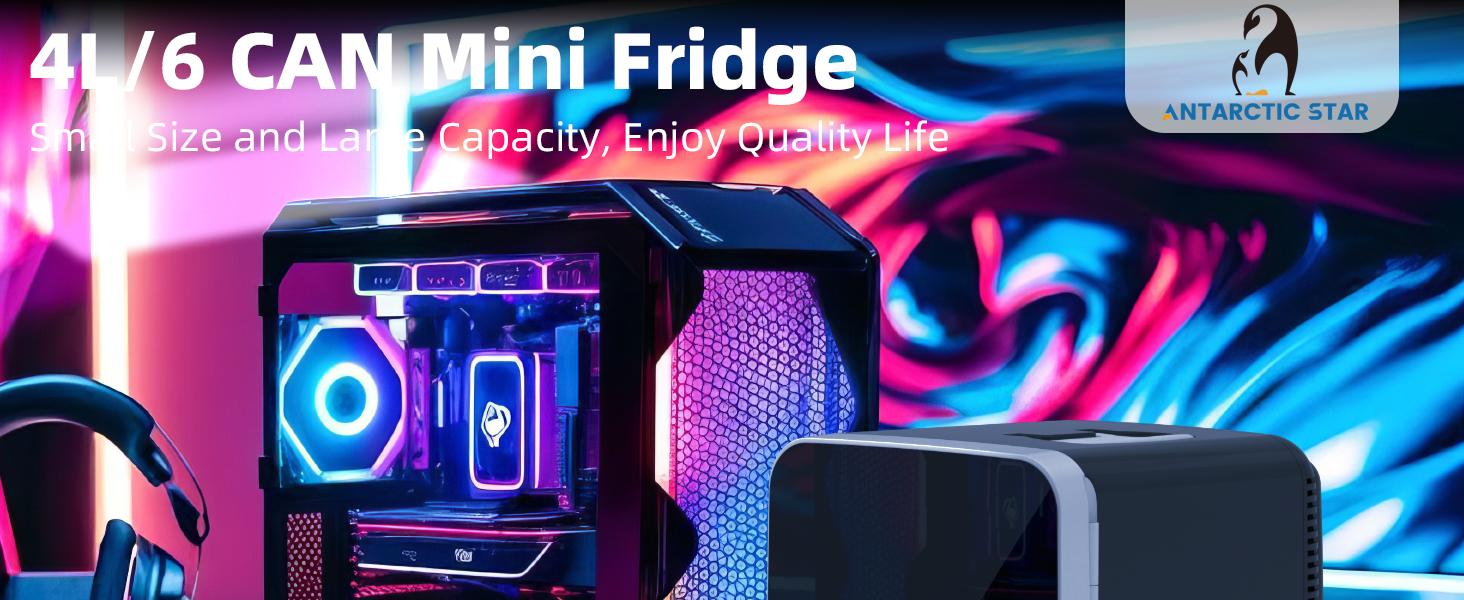 Antarctic Star Compact Mini Fridge, 10L Portable Small Refrigerator, 2.6 Gal Mini Fridge with AC/DC Adapters, Small Cosmetics Cooler for Beverage, Food, Makeup, Bedroom, Office, Dorm, Black