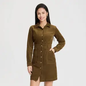 Women's Long Sleeve Corduroy Mini Shirtdress - Universal Thread