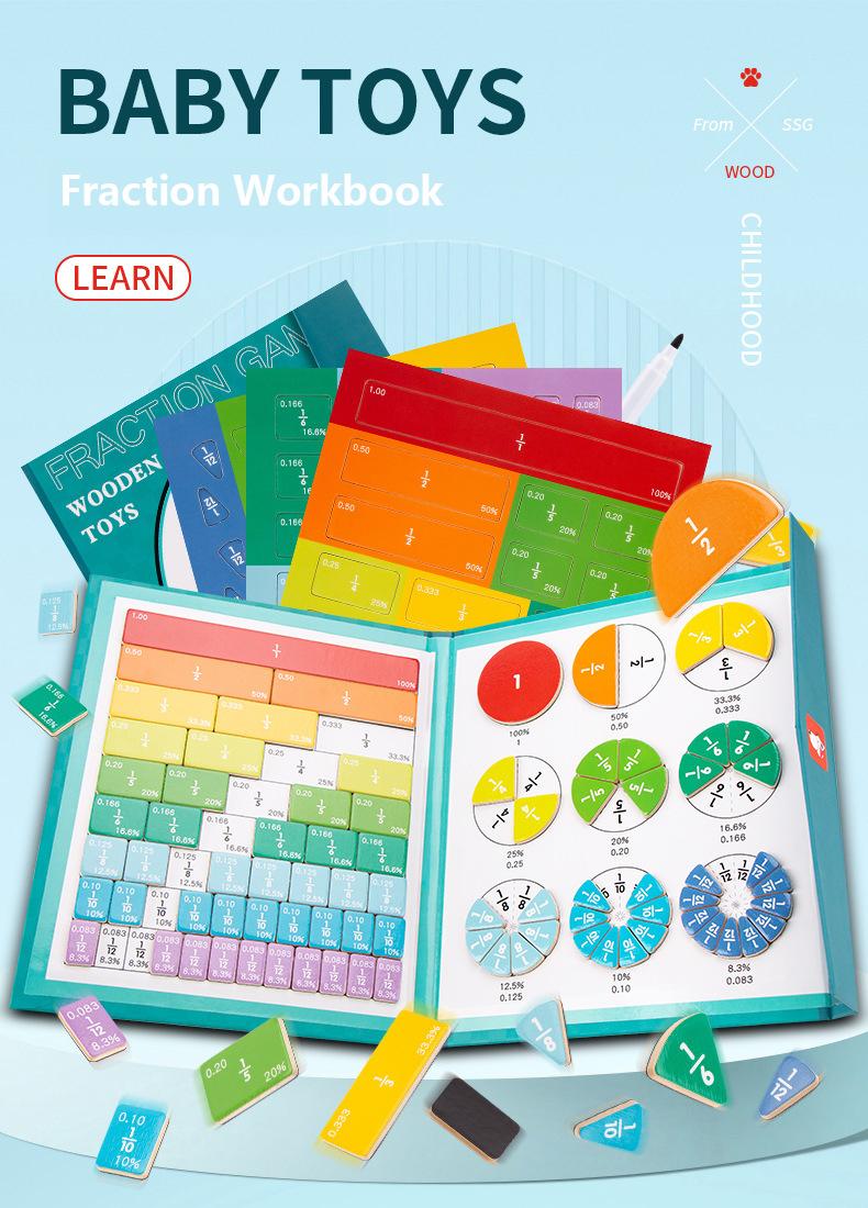 Montessori Early Education Wooden Magnetic Fractions Puzzle - Interactive Math Learning Tool for Kids