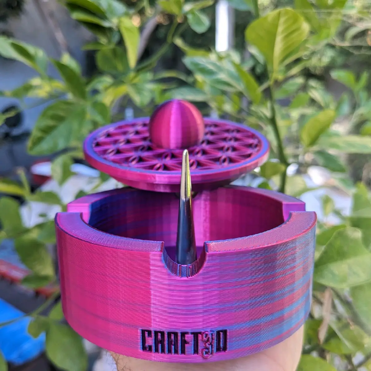 Ashtray Poker with Lid. Smell proof. Seed of Life