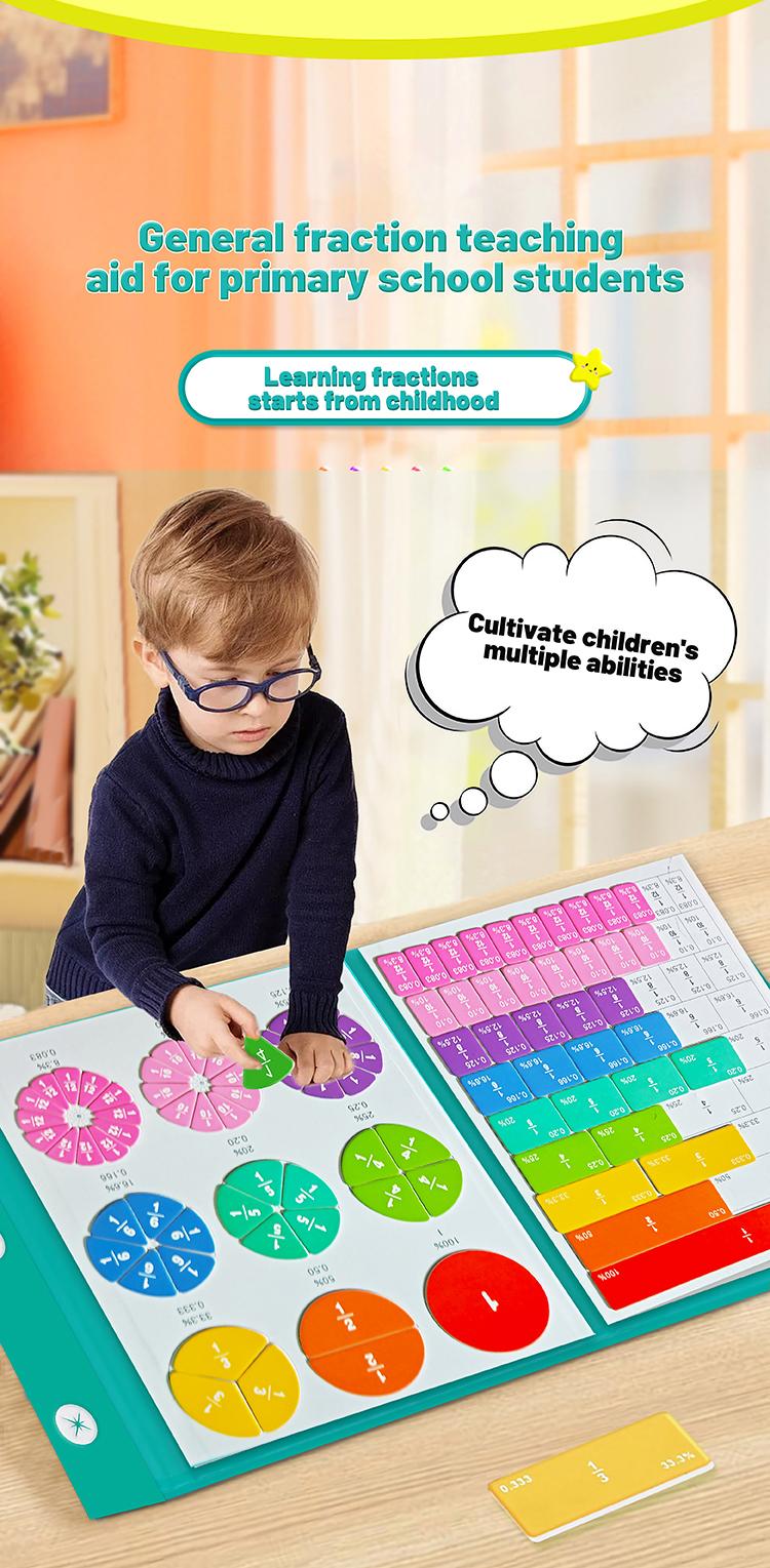 Magnetic Fraction Educational Puzzle, Magnetic Fraction Tiles & Fraction Circles Set, Math Manipulatives for Elementary School, Montessori Fraction Manipulatives Learning Toys for Kids Christmas, New Year, Birthday Gifts BlackFriday CyberMonday