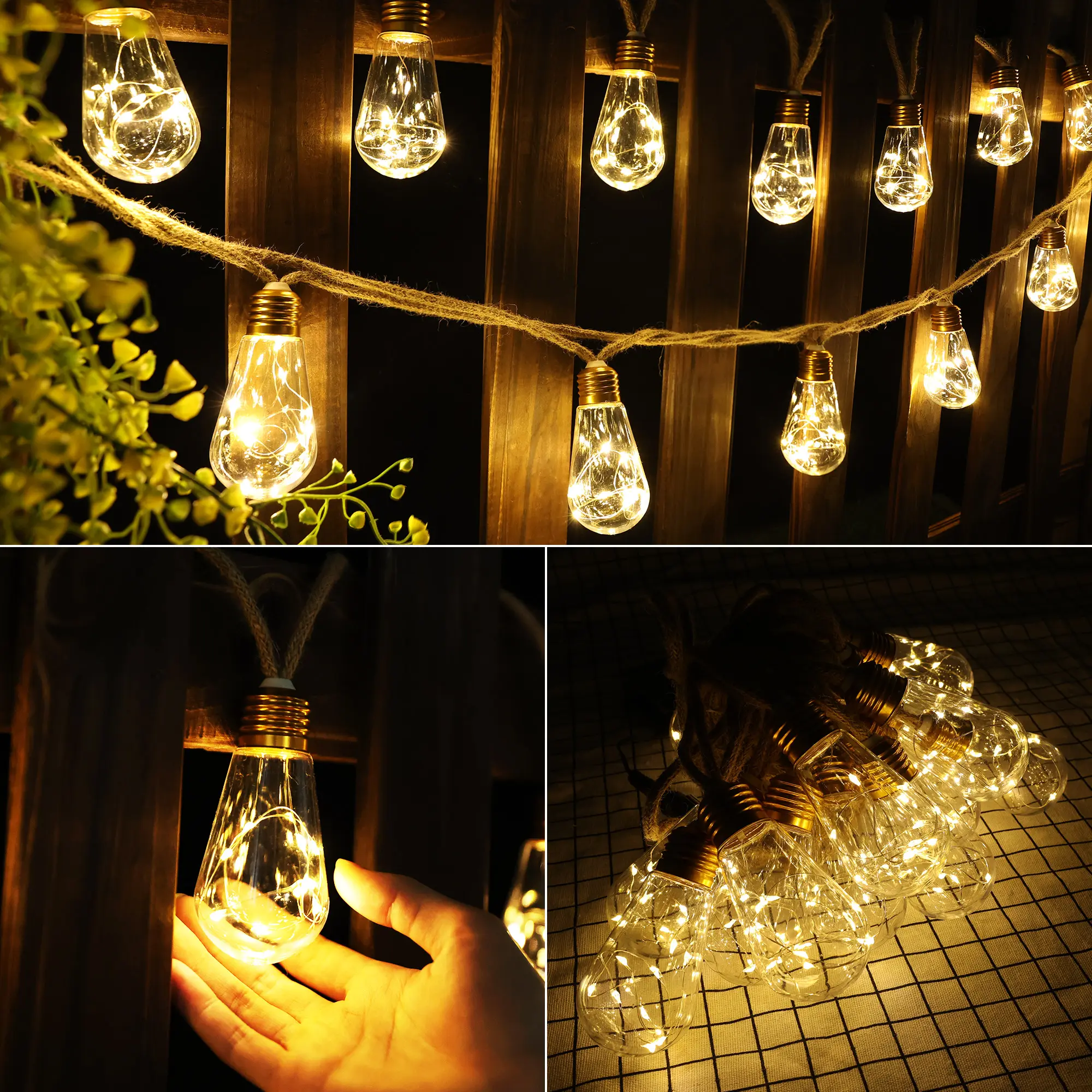 Solar Outdoor LED String Lights - 26ft Waterproof, 16 Shatterproof Bulbs, 8 Lighting Modes, Warm White LED Lighting, Home Decor Fairy Lights for Backyard, Summer Garden Parties,dorm essentials,home essentials,camping essentials campingessentials