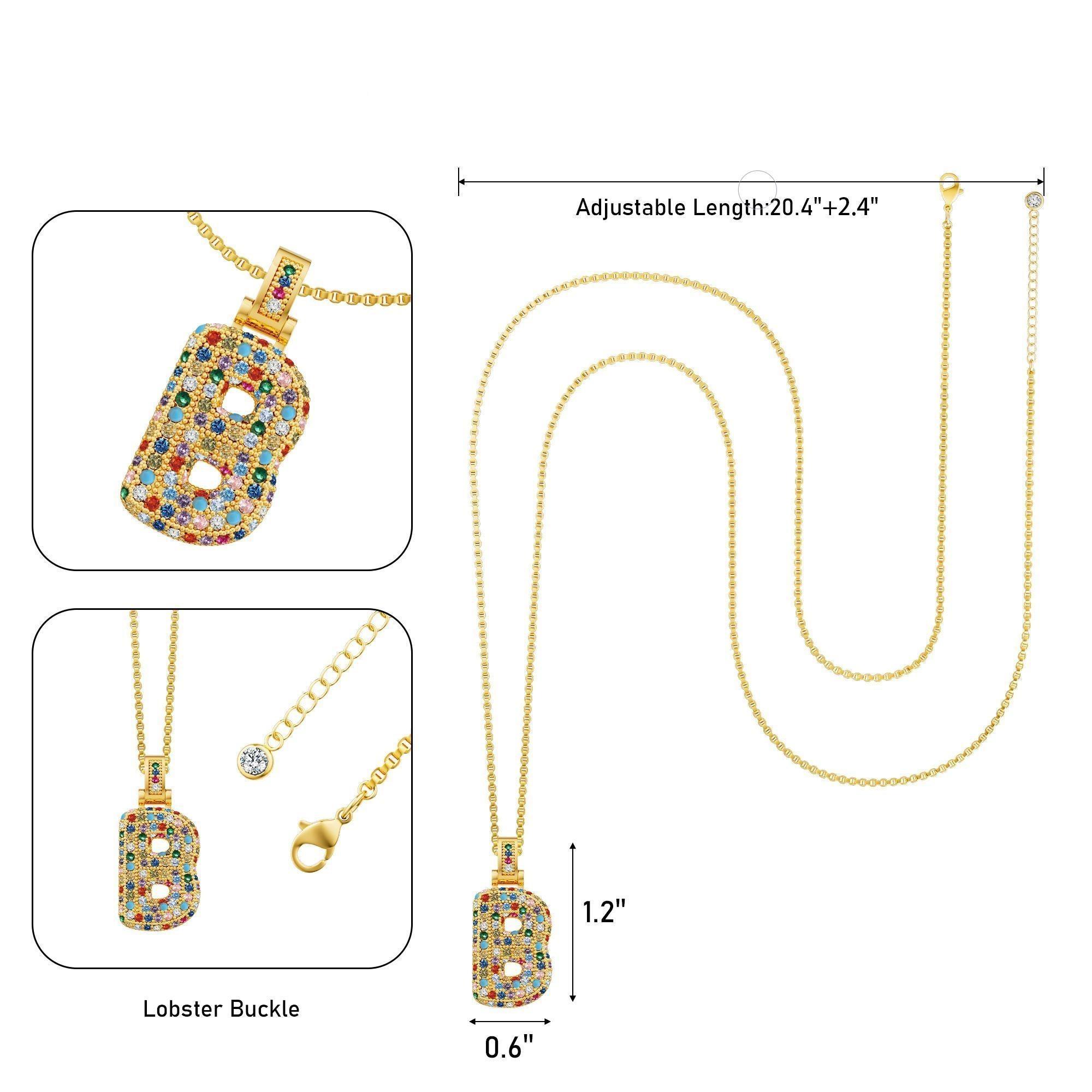 TEWIKY 14K Gold Plated Double Layer Necklace 5mm Paperclip 1.2mm Box Chain with Colored Zircon Letter Perfect for Valentine's Day