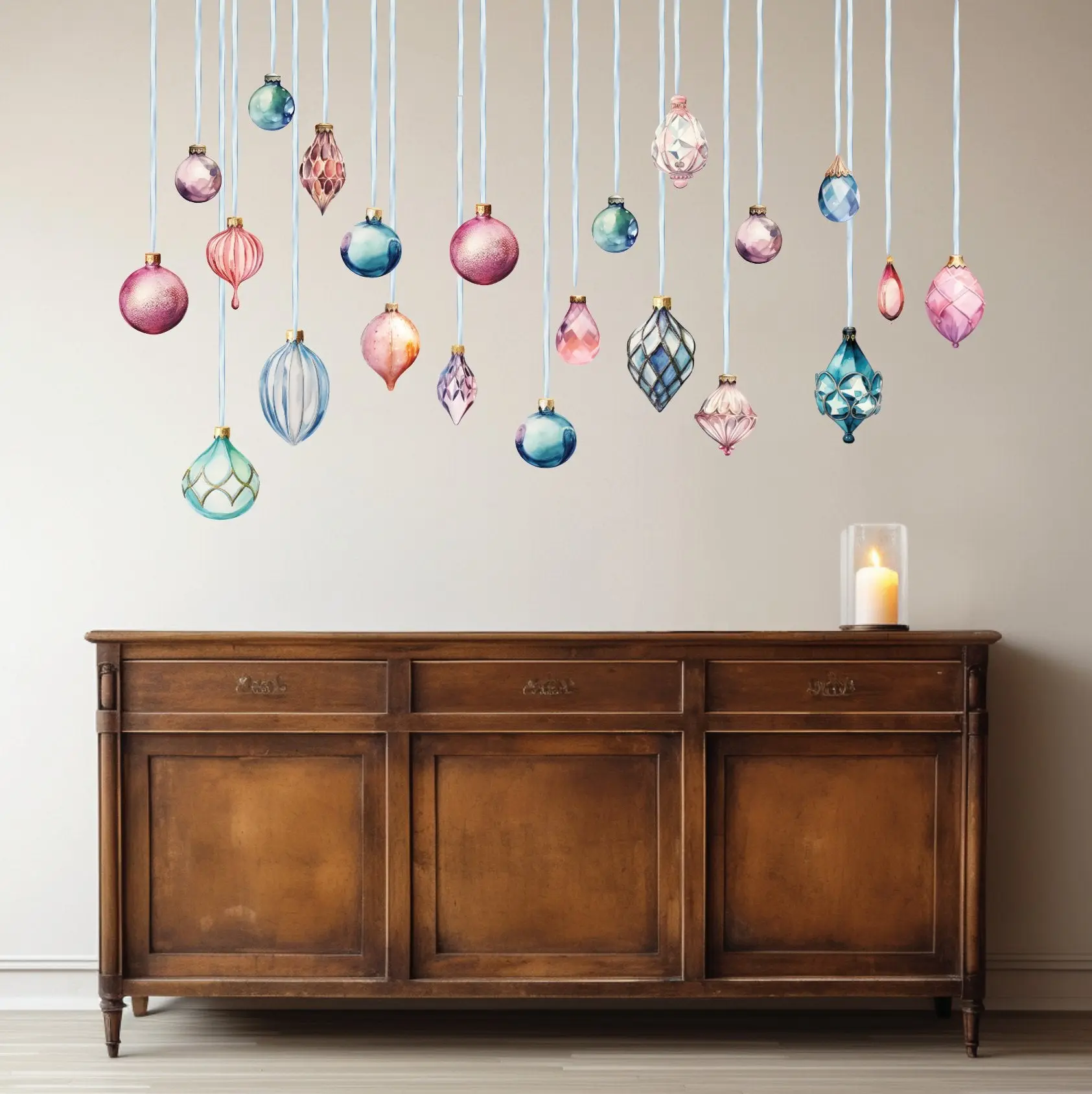 Christmas Ornaments Wall Decals - Holiday Wall Decorations