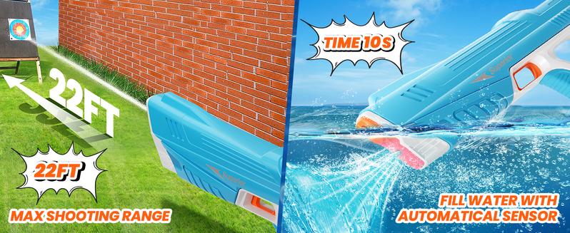 LED Light-Up Electric Water Blaster, 39 Ft Range, Water Blaster,Pool Beach Outdoor Party Toys With Goggles & Battery Included