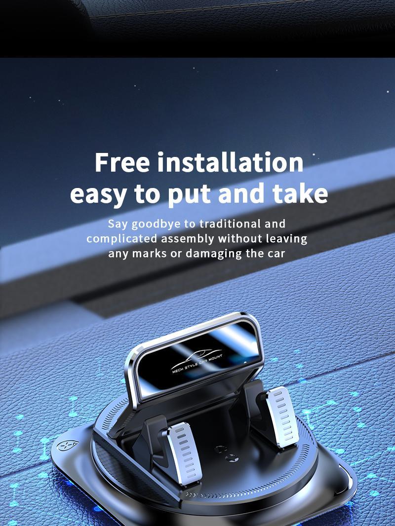 Car phone holder 360 degree rotation, suitable for car navigation in-car dashboard, horizontal and vertical screen adjustment angle, suction cup fixed non-slip mobile phone holder suitable for iPhone and Android