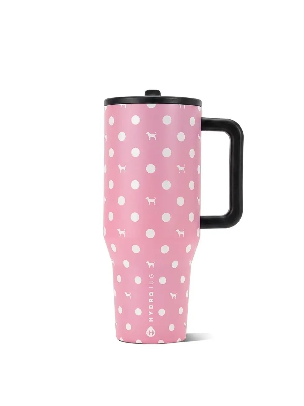 PINK x HydroJug 40oz Traveler Water Bottle Pink Dot Dog Limited Edition, 40 Oz Traveler , Leak-Proof Insulated Tumbler with Flip Straw & Cup Holder Fit Flasks Lid Drinkware Leakproof Tumbler