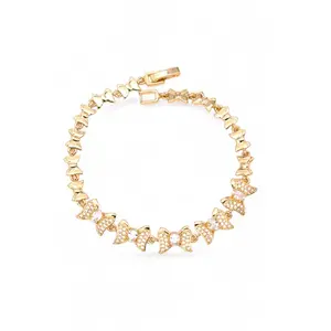 CZ Bow Tie Chain Link Bracelet