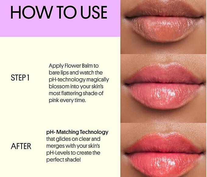 Winky Lux Flower Balm, pH Lip Balm, Color Changing Lipstick and Tinted Lip Balm Stain, Vegan & Cruelty Free Lip Balm, Hydrate & Plump, Sheer Pink Lipstick, Pink Flower