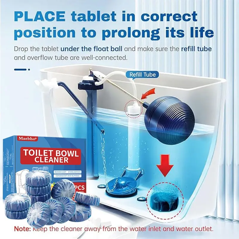 12-24PCS Tank-Only Non-Bleach Wet-Activated Toilet Bowl Cleaners, Auto-Cleans Every Flush, Soluble Film, Residue-Free, Deodorant, Stain & Odor Fix, Safe & Effective, Deep Cleaning & Descaling, Light Blue Water, 7-10 Days Use, Household Cleaning Supplies