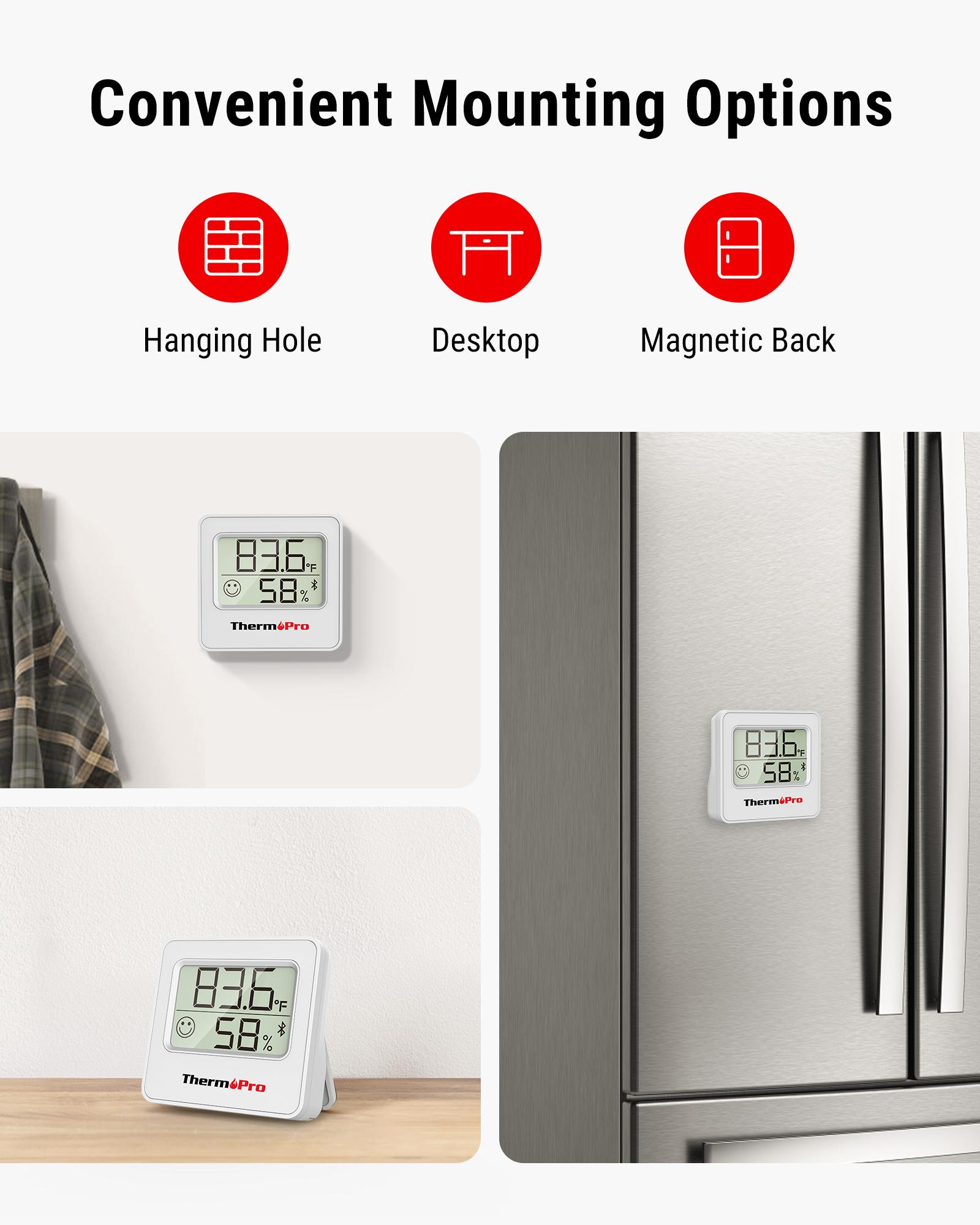 [Black Friday] ThermoPro TP50 & TP357 Digital Hygrometer Indoor Thermometer,  Portable Bluetooth Humidity Monitor with App, Room Temperature Humidity Gauge with Sensor, Data Storage