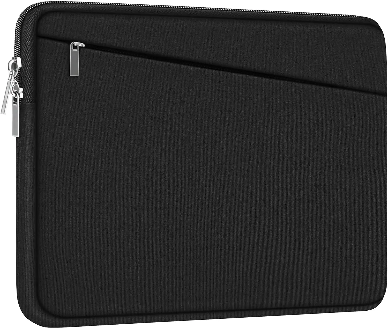 15.6-Inch Durable Portable Laptop Sleeve Pouch with Zipper, Slim Protective Storage Computer Carrying Case with Front Pocket, Compatible with 15-16 Inch HP, Dell, Lenovo, Asus Notebooks, Black Briefcase Handbag, Protection, Shockproof