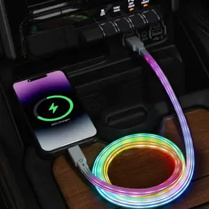 JOYTUTUS Premium Version Colorful LED Data Cable Fast Charging & Data Transfer Type-C to Type-C USB to Lightning Interfaces Multiple Modes High Quality Durable Design Perfect Gift for Valentine's Day Travel Essential