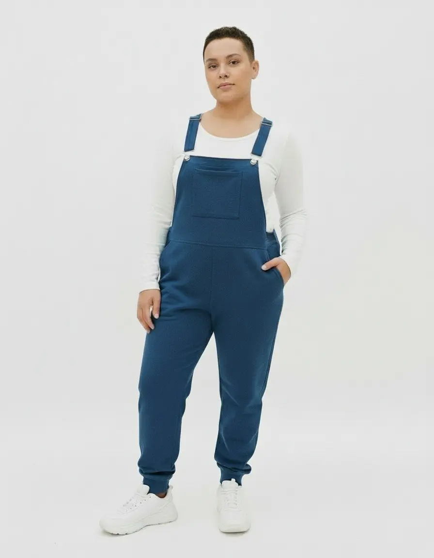 Swoveralls Navy Unisex Jumpsuit, Soft Cotton-Spandex Fabric Sweatpant Overalls with Jogger Cuffs, Adjustable Straps & Zip Pocket, Sweatpants, Casual, Pants, Zipper, Menswear, Six Pockets