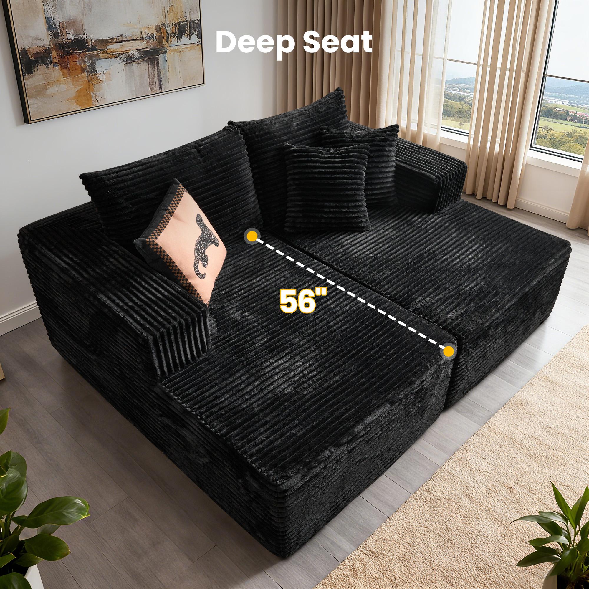 OOSWIFT 75" Oversized Double Chaise Lounge Upholstered Boneless Cloud Stupendous Chair Sofa Bed Deep Seat ,Foam Couch for Living Room Bedroom No Assembly Required