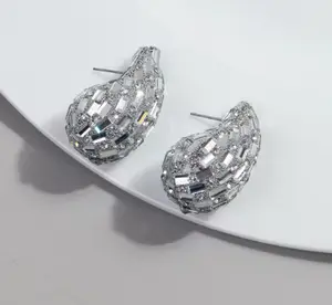 E66 -Fashion Silver Crystal Tear Drop Earrings !