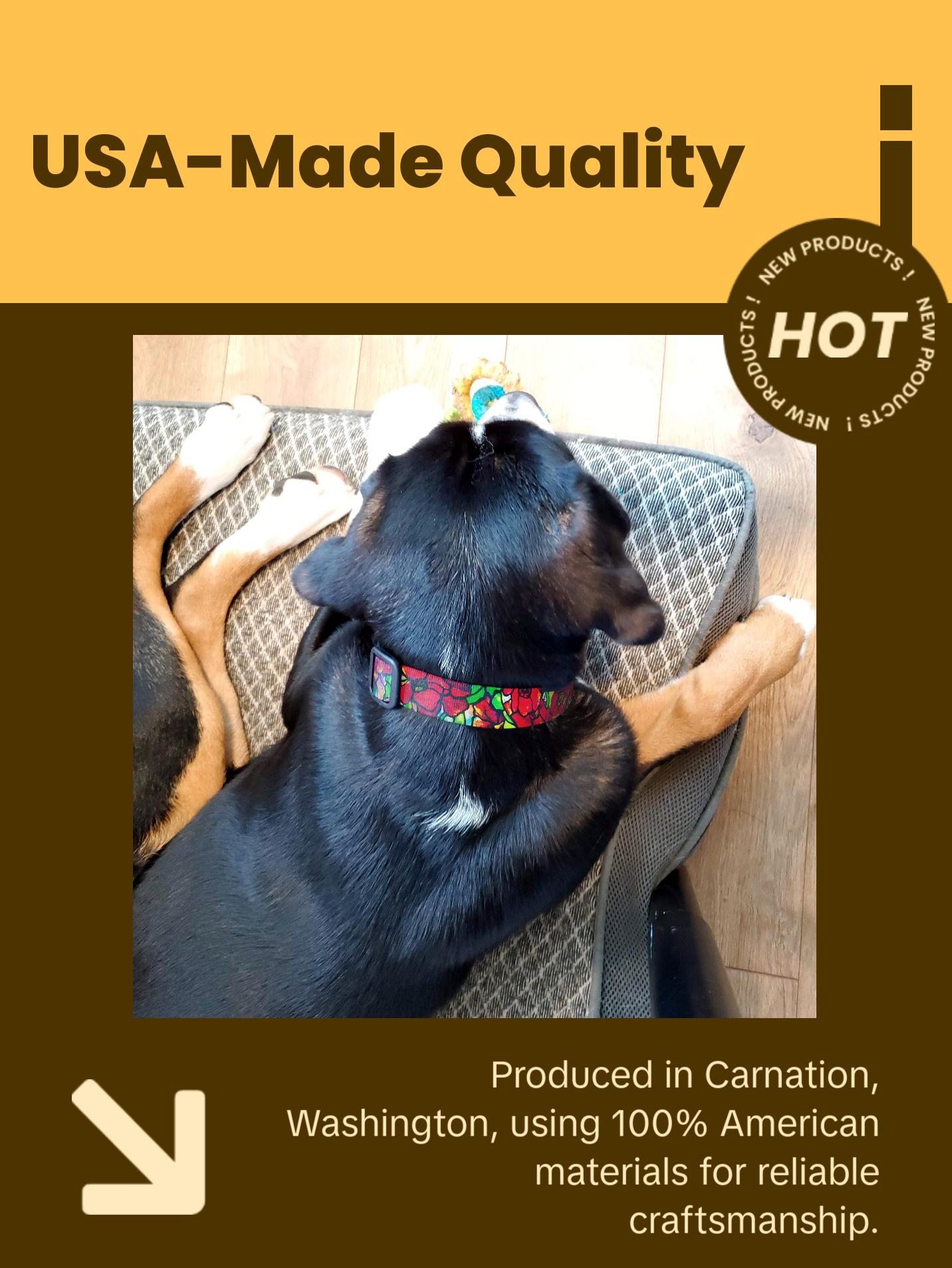 Tiffany Poppies Dog Collar - Made in USA