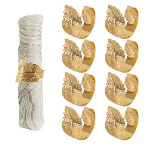 8 Pcs Shiny Gold Napkin Rings Set,Study Metal Leaf Shaped Table Decor,Stylish Fall Napkin Ring Bulk for Christmas,Easter,Wedding,Wedding,Valentine's Day Gifts,Tools & Hardware