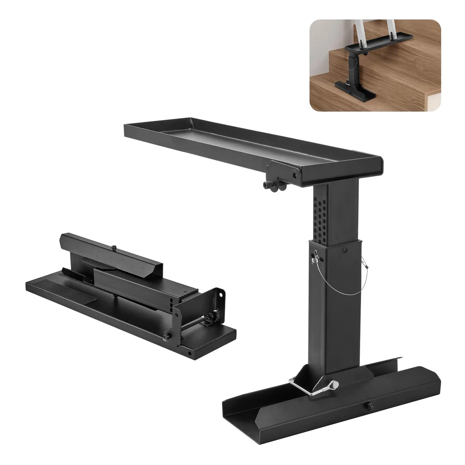 VEVOR Ladder Levler,  23.4 L x 11.4-18 in H Support Surface, Steel Ladder Leveling Tool, Folding Pitch Hopper, Stair Ladder Stabilizer Easy to Use,Extension Ladder Accessories for Uneven Ground#BackToSchool