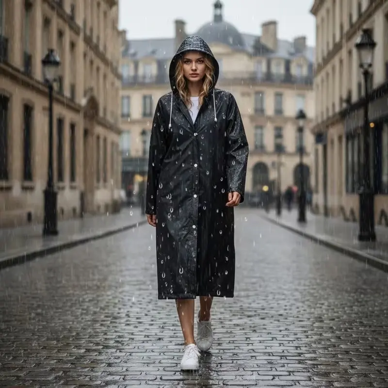 Waterproof Raincoat for Adults, Transparent Reusable Travel Rain Poncho, Non-Disposable Outdoor All-In-One Eco-Friendly Jacket