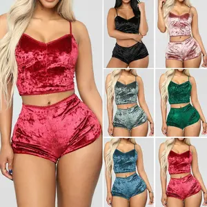 Women's Sexy 2PCS Underwear Set, Solid Color Tank Top, Short Elastic Pants, Summer Pajama Set