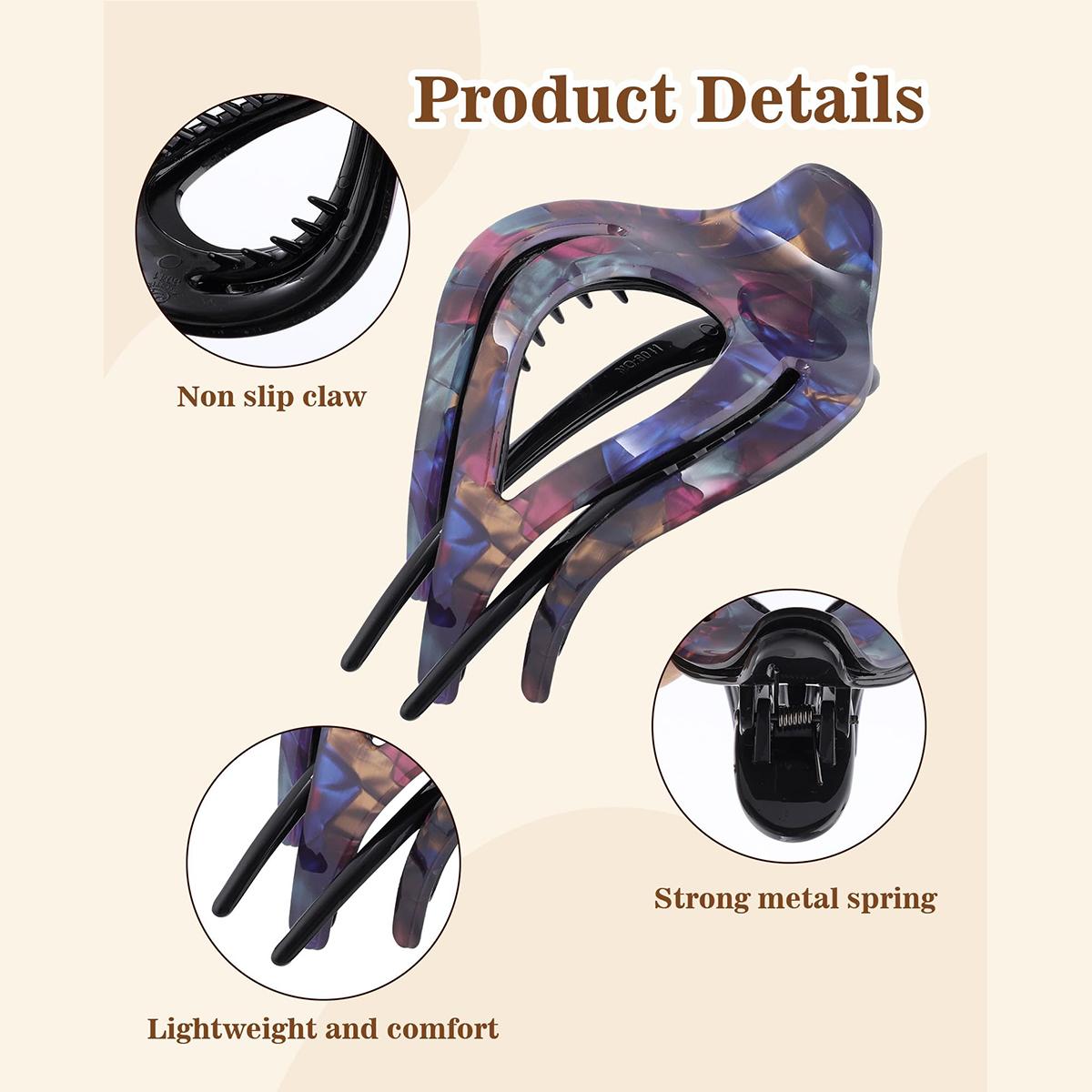 AWAYTR Elegant French Concord Curved Hair Claw Clips Fashionable Acrylic Hair Clips for Women Thick Hair Strong Hold Clips 4Pcs/Set AWAYTR Elegant French Concord Curved Hair Claw Clips Fashionable Acrylic Hair Clips for Women Thick Hair Strong Hold Clips 4Pcs/Set