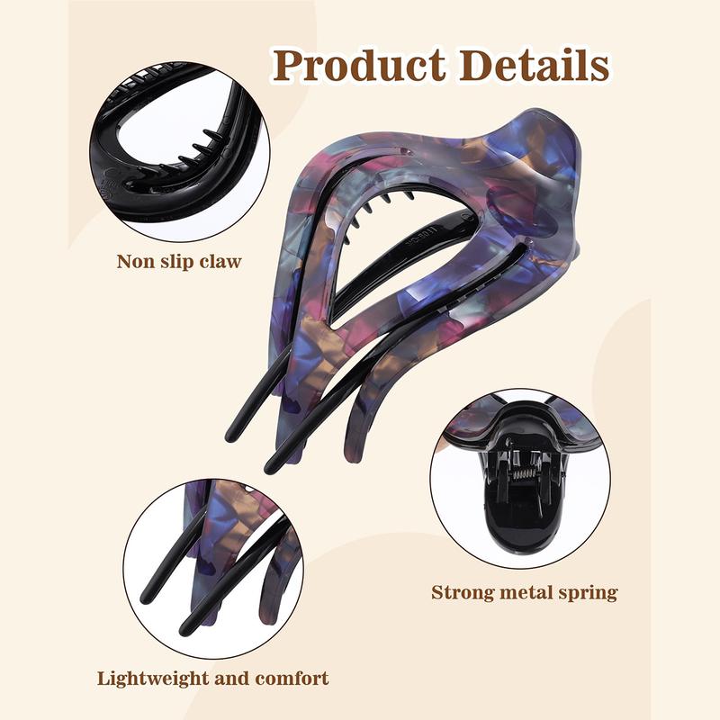 AWAYTR Elegant French Concord Curved Hair Claw Clips Fashionable Acrylic Hair Clips for Women Thick Hair Strong Hold Clips 4Pcs/Set