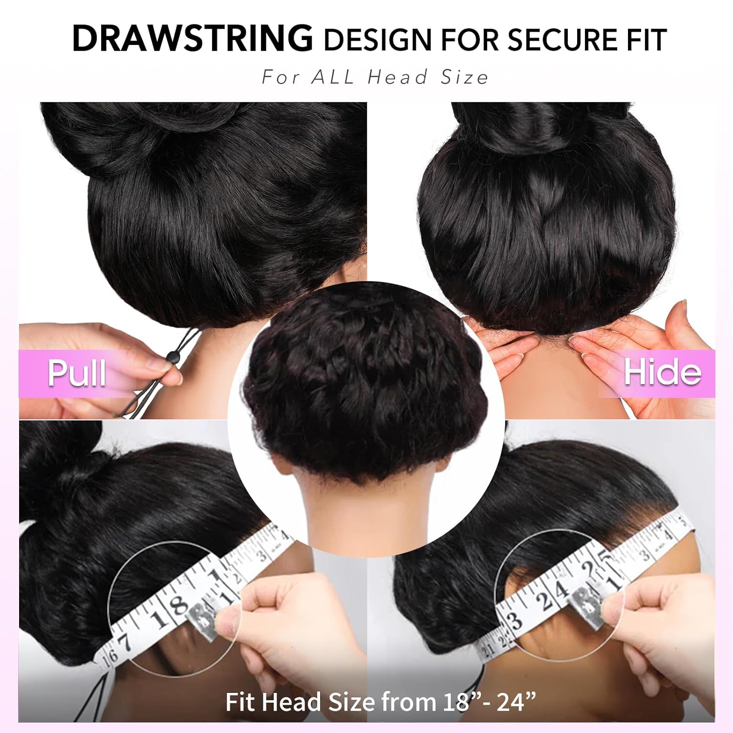 Bling Hair Body Wave Drawstring Glueless Wig Human Hair 13x4 13x6 HD Transparent Lace Wig Human Hair PrePlucked Natural Hairline Brazilian Real Human Hair Wigs Lace Frontal Natural Color 180% Density