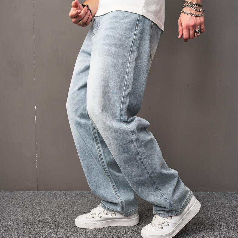 Baggy Jeans Men Multiple Pockets Distressed Straight Carpenter Stylish Comfortable Cargo Denim Pants Menswear Underwear Plain Casual Beige 113 Baggy Pants Skinny Jeans